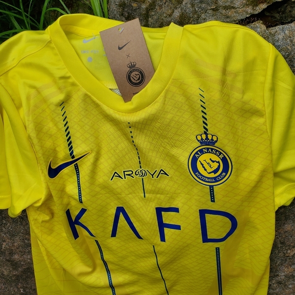 Al Nassr Football Club Jersey SizeM Mane KAFD Yellow Mens - Picture 7 of 8